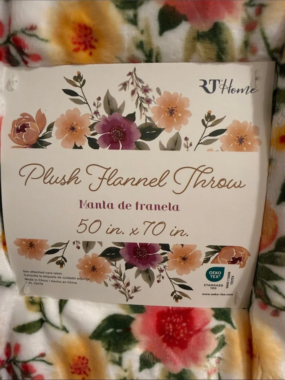 Plush Floral Throw Blanket by RTStyles - Red & Yellow Floral